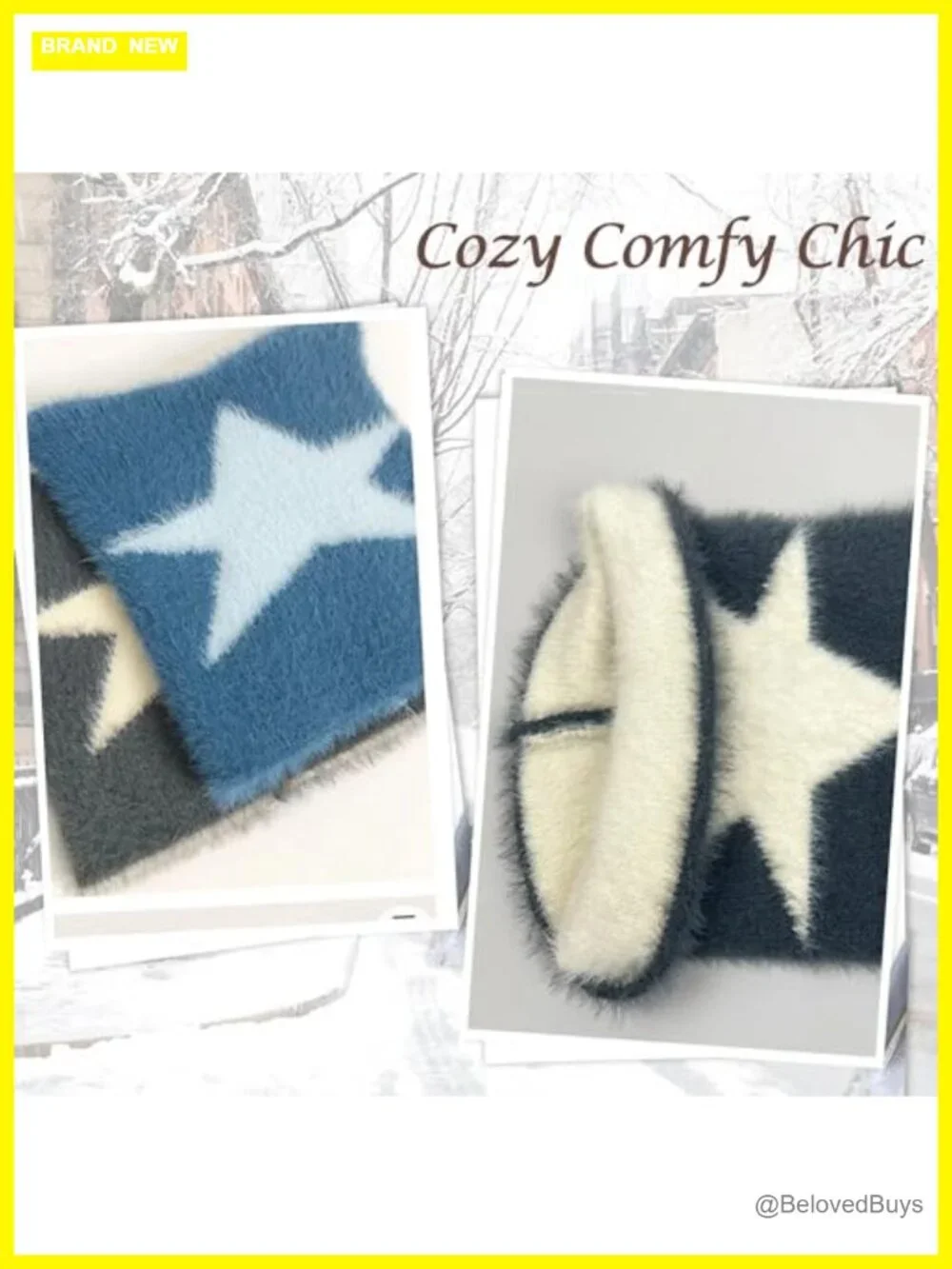 Plush Cat Ear Beanie Butterfly Star Knit Winter Hat